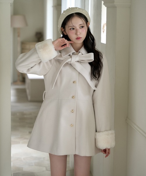 one after another NICE CLAUP ステンカラーコート コート 2wayリボン