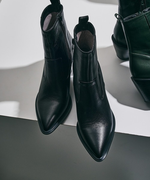 NICAL ブーツ 「本革」「NICAL」ポインテッドトゥレザーヒールブーツ