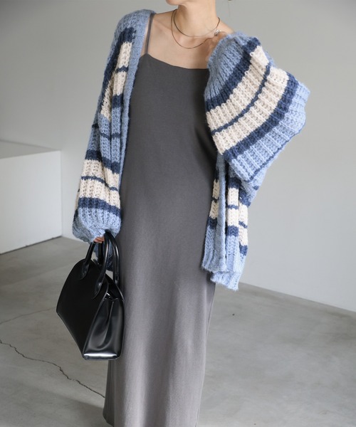 select MOCA（セレクトモカ） カーディガン マルチボーダーニット