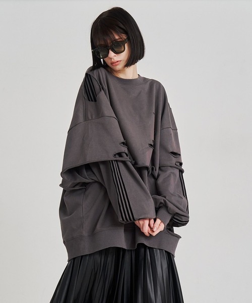 SeeSew トレーナー スウェット 「UNISEX」LAYERD DAMAGE SWEAT