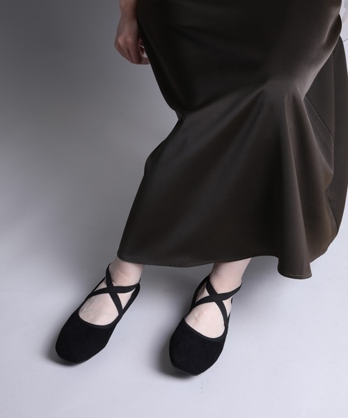 shoes365 バレエシューズ パンプス 「shoes365」スエード素材のクロス