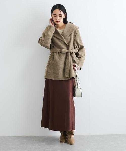 VIS（ビス） コート アウター 毛混ショールカラーコート レディース