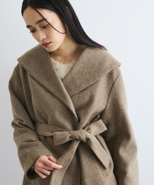 VIS（ビス） コート アウター 毛混ショールカラーコート レディース