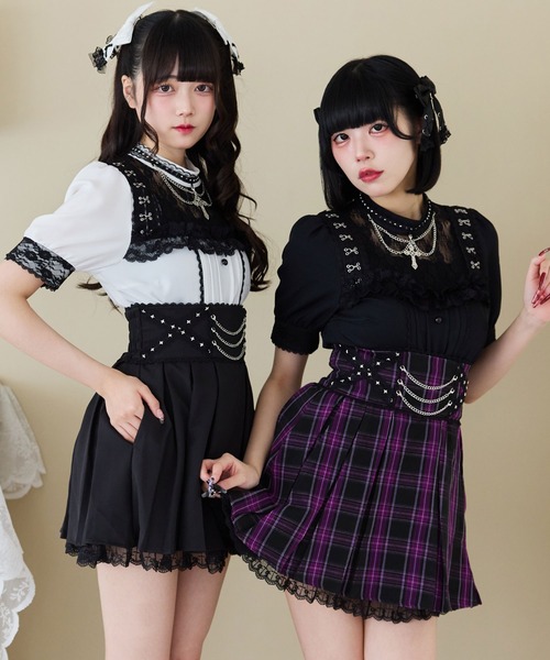 DearMyLove スカート チェーンクロスレースフリルスカート : ZOZOTOWN