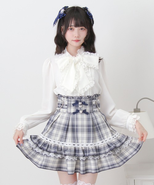 DearMyLove ブラウス シャツ レースフリルたっぷり上品ボウタイリボン