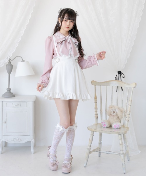 DearMyLove ブラウス シャツ レースフリルたっぷり上品ボウタイリボン