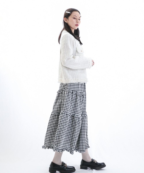 ジャケット ノーカラージャケット ノーカラーツイードジャケット