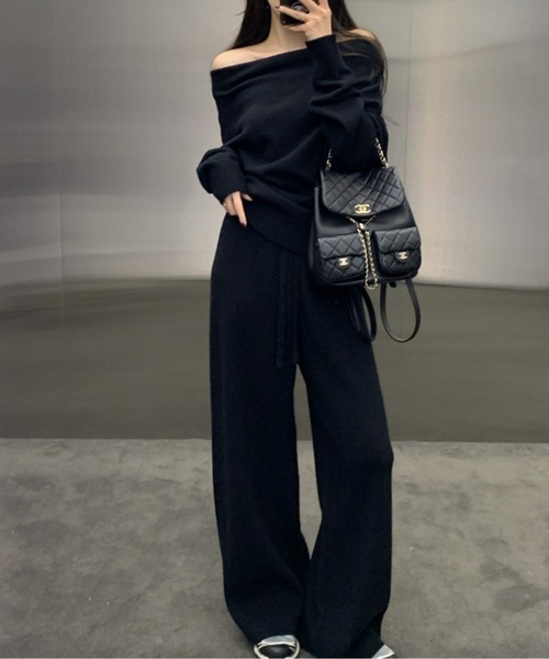 shameless セットアップ 「セットアップ」オフショルダートップス＋