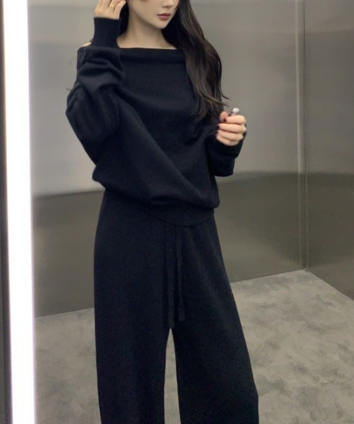 shameless セットアップ 「セットアップ」オフショルダートップス＋