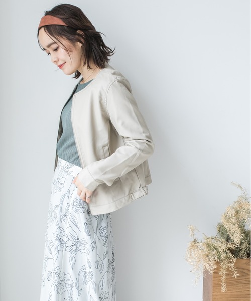 TRIANGLE PALETTE レザージャケット ライダース ノーカラーライダース