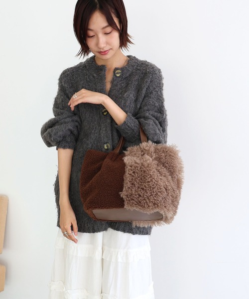 T・S・L トートバッグ ファー切り替えトートバッグ レディース