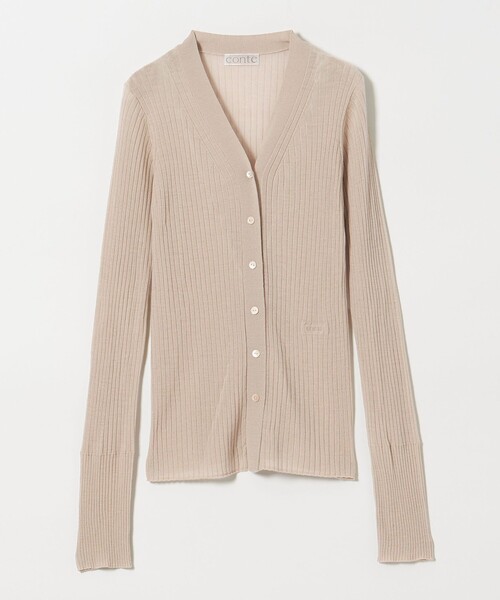 conte カーディガン 「conte」シアー リブ Vネックカーディガン