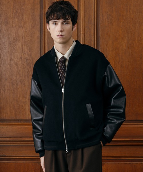 LURAKU スタジャン 「LURAKU」wool melton stadium jacket/ウール