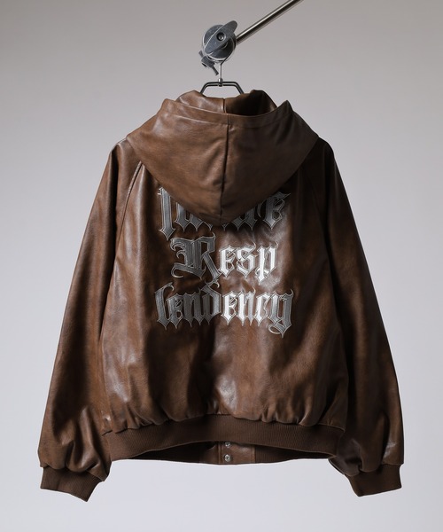 RE730 ブルゾン アウター フェイクレザースタジャンパーカー メンズ