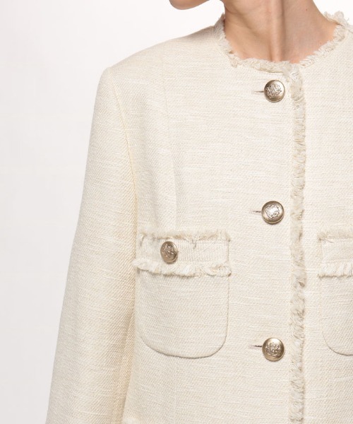 allureville（アルアバイル） ノーカラーコート コート スラブツイード