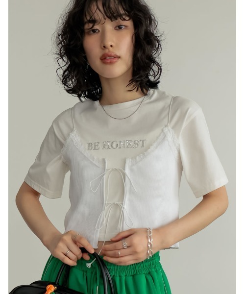 Re:EDIT（リエディ） キャミソール レースネックリボンキャミソール