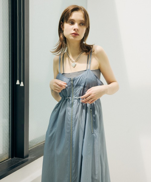 SLY（スライ） ワンピース SHEER CAMI ZIP L/DRESS シアー キャミ