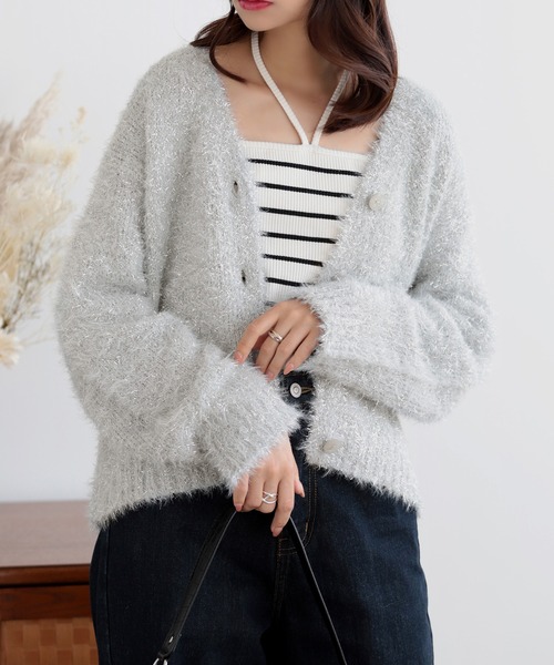 カーディガン ラメフェザーカーディガン レディース : ZOZOTOWN Yahoo