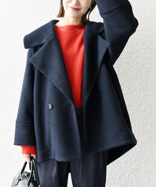 SHIPS any アウター any: スライバー ショート Pコート レディース