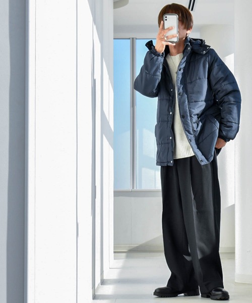 ダウンジャケット ダウン マイクロ中綿フードジャケット メンズ