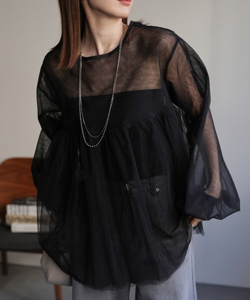sakishimatokyo ブラウス シャツ 「前後2WAY」チュールギャザー