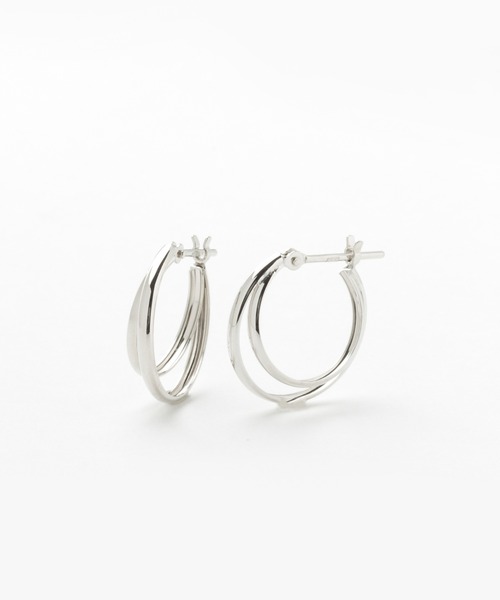 Jewel closet by L&Co. ピアス K10ホワイトゴールド 2連風 フープ