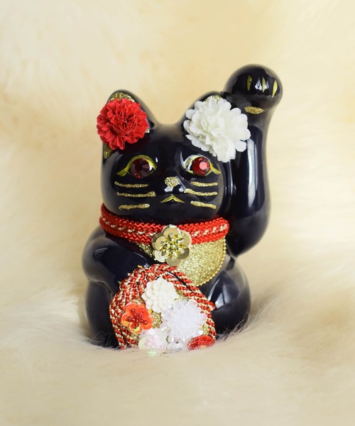 utatane インテリア 招き猫 牡丹 ニコアンティーク×ご縁猫 : ZOZOTOWN