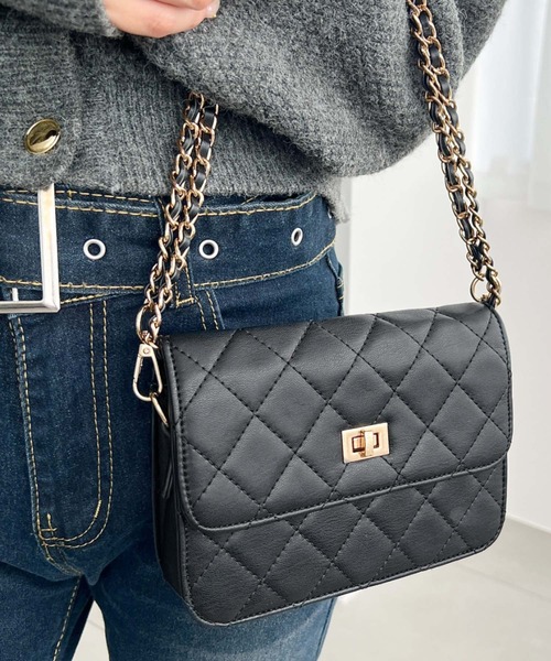 moment+ ショルダーバッグ バッグ フェイクレザーキルティング