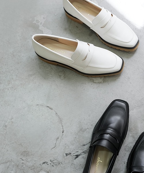 ローファー 晴雨兼用 スクエアトゥ タンクローファー レイン「日本製