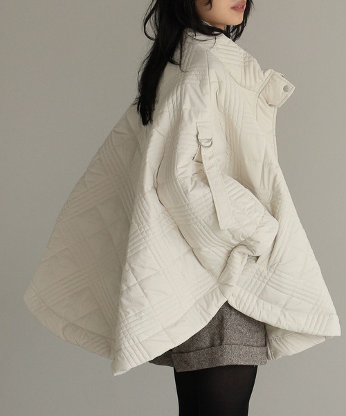 itto ポンチョ 2WAYキルティングポンチョコート レディース