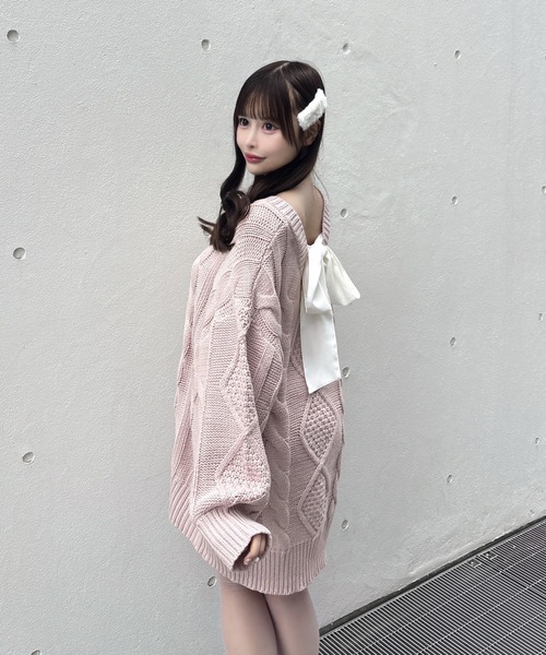 one way（ワンウェイ） ワンピース バックリボンニットワンピース