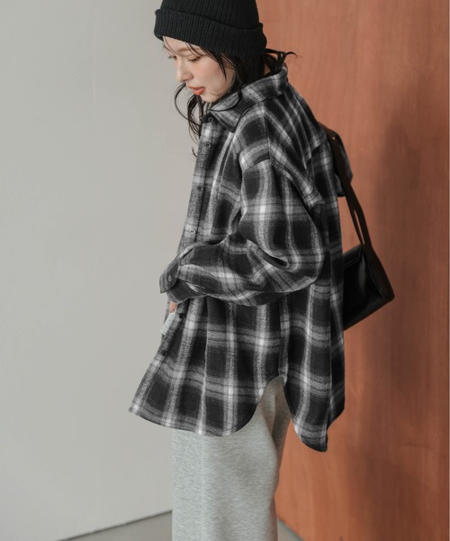 La-gemme（ラジェム） ブラウス シャツ 裏起毛 ヴィンテージライク