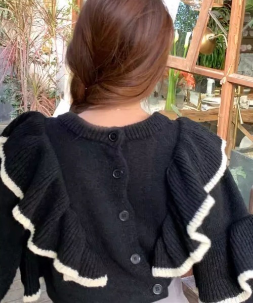 LACーVERT カーディガン 「前後2WAY」フリルニットカーディガン