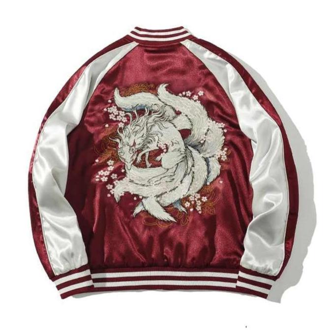 Red Nine-tails Embroidery Sukajan Jacket | Zen Breaker