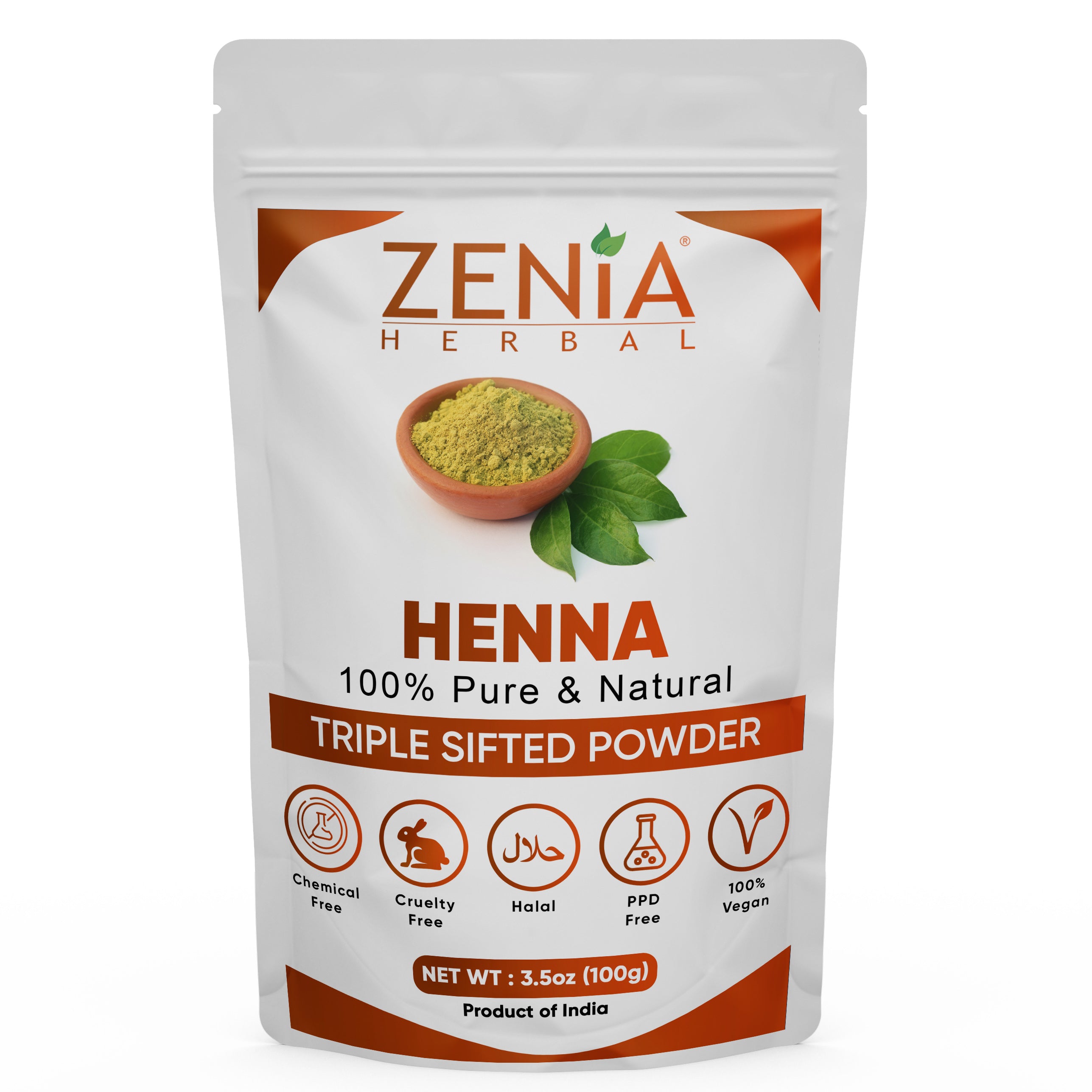 Zenia Pure Henna Powder For Body & Hair Color (2025 Crop) Triple