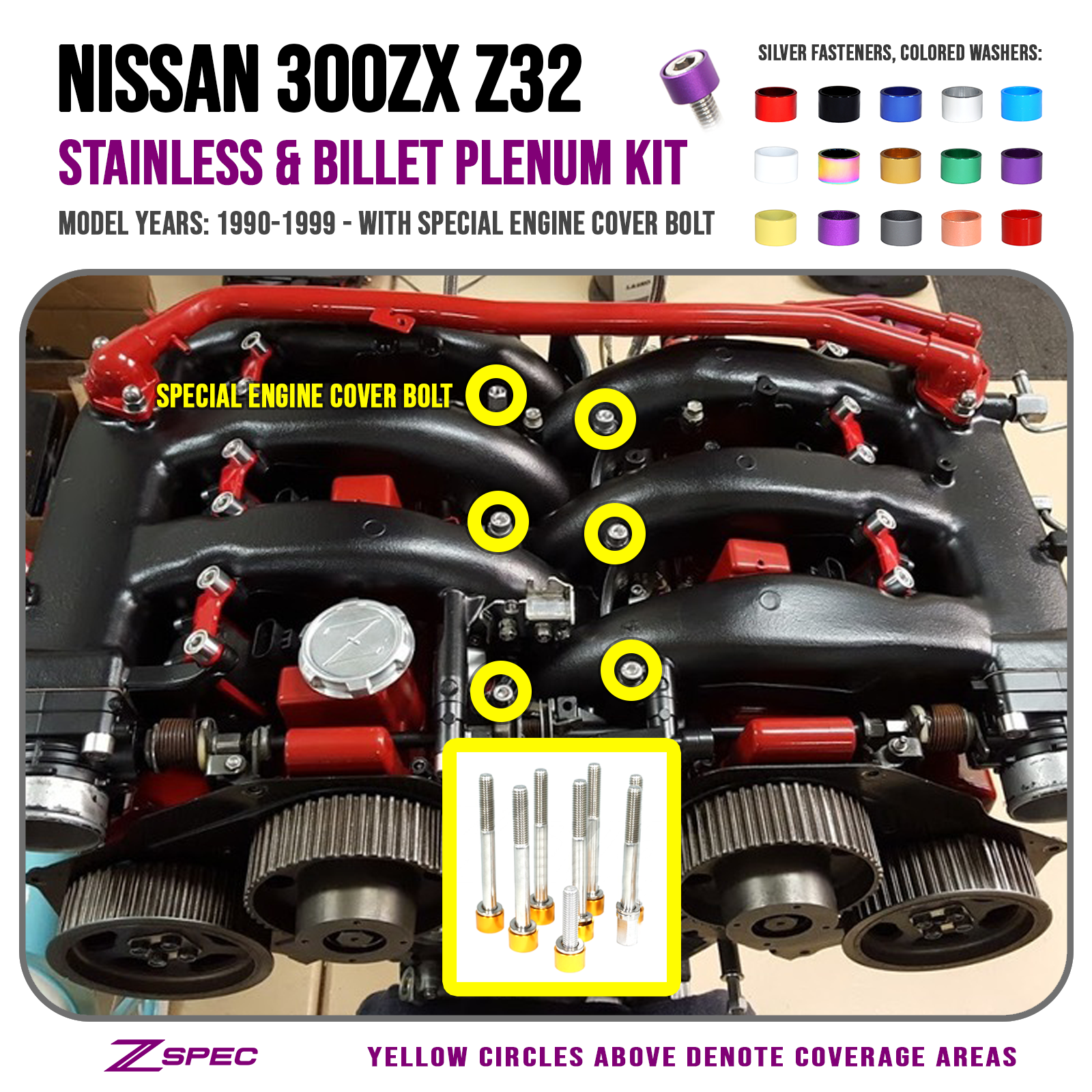 ZSPEC Upper-to-Lower Plenum Fasteners for 90-96 Nissan 300zx Z32