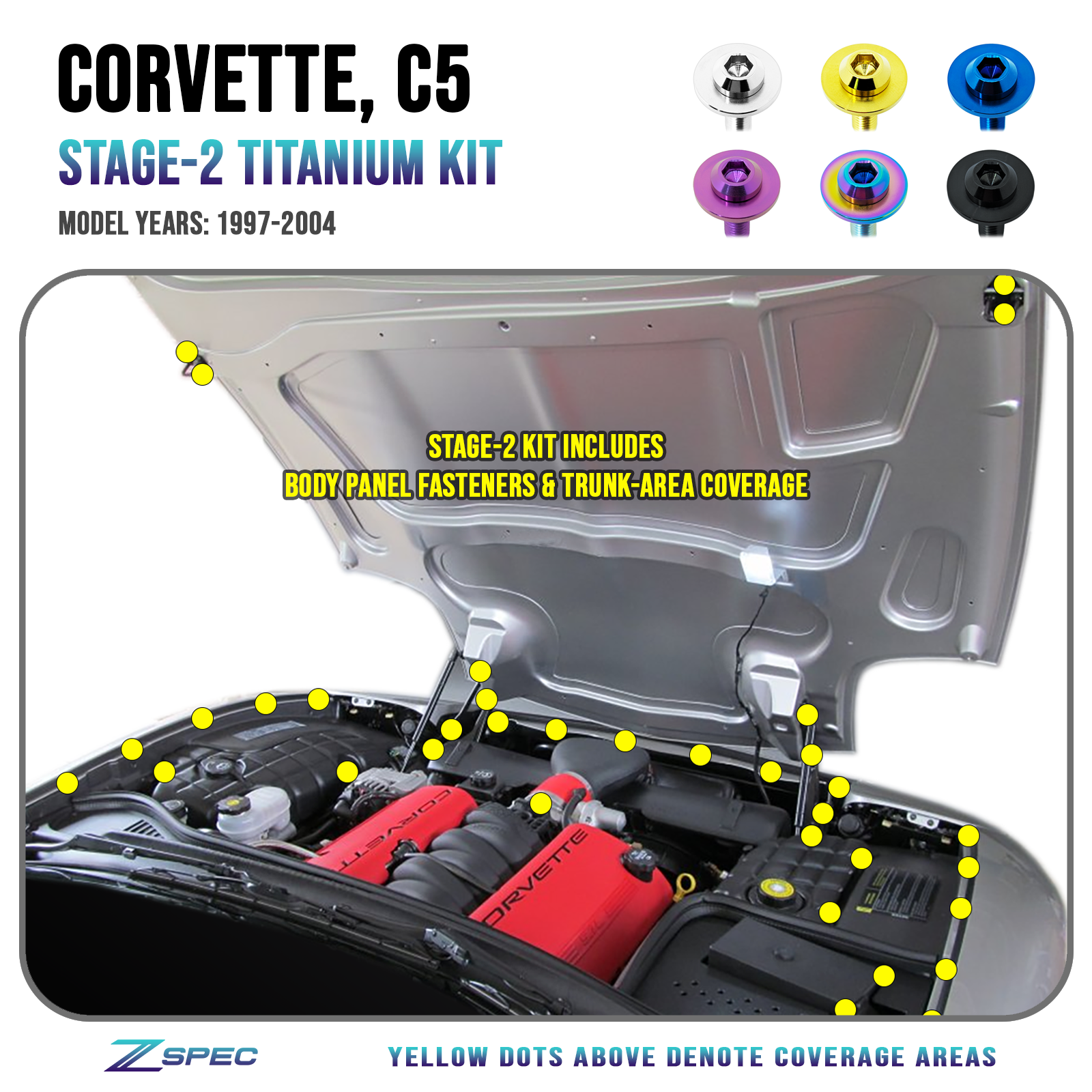 ZSPEC 'Stage 2' Dress Up Bolts®/Fastener Kit, 97-04 Corvette 5.7L LS6
