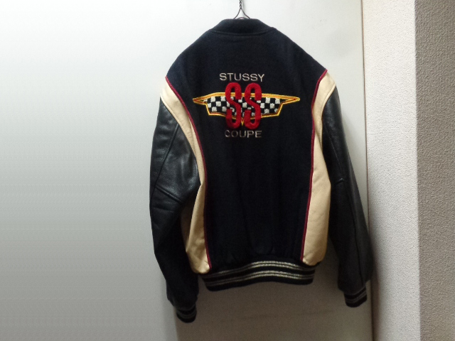 90'S OLD STUSSY SS COUPE LEATHER×MELTON STADIUM JACKET（オールド