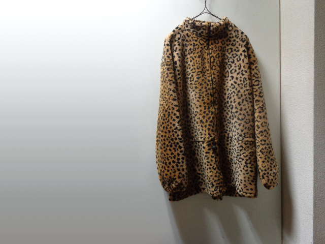 90'S BLACK MOUNTAIN LEOPARD PATTERN FLEECE JACKET（ブラック