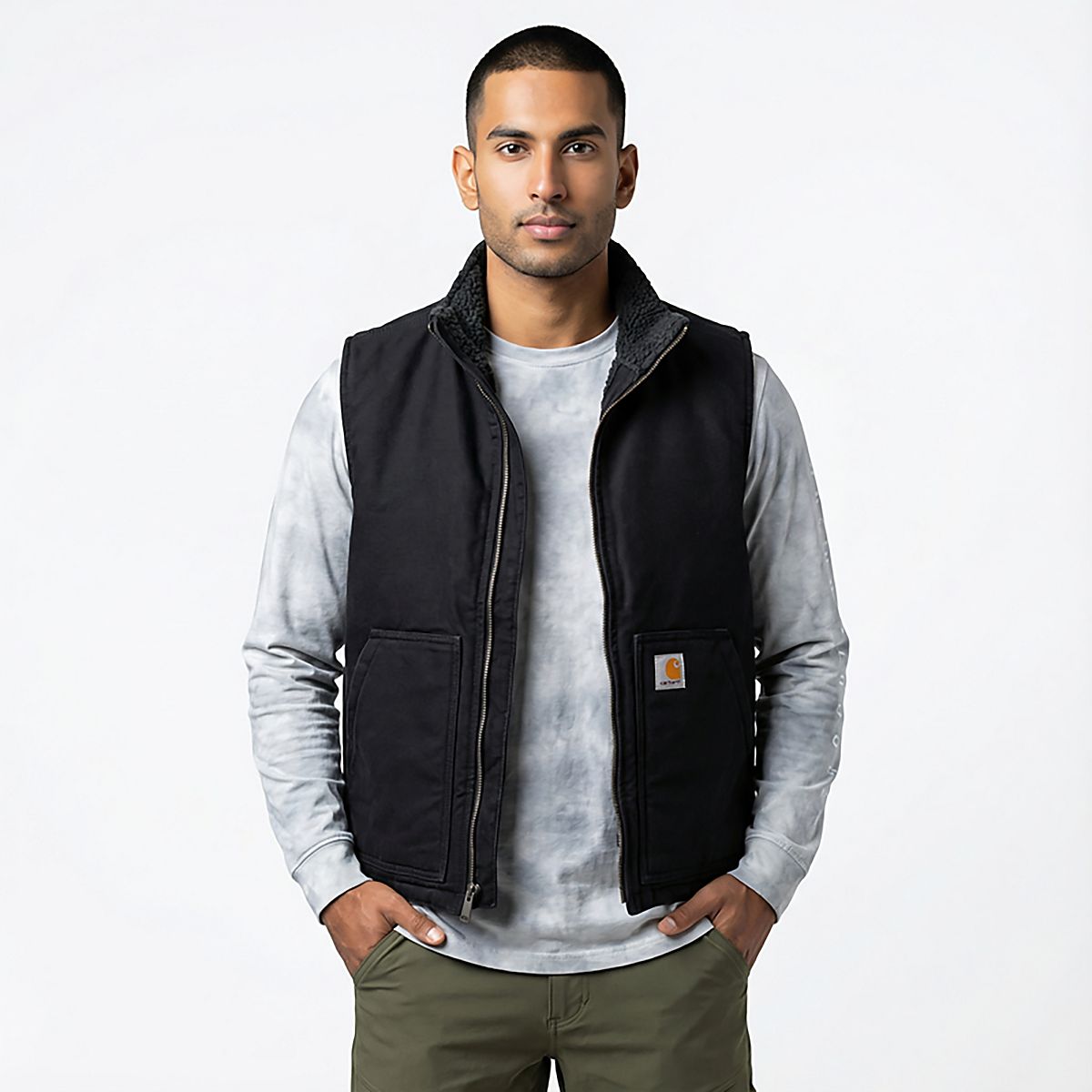 Carhartt Men's Relaxed Fit Washed Duck Sherpa-Lined Vest | Academy