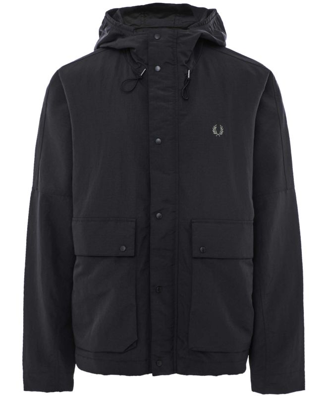 Fred Perry Black Cropped Ripstop Parka