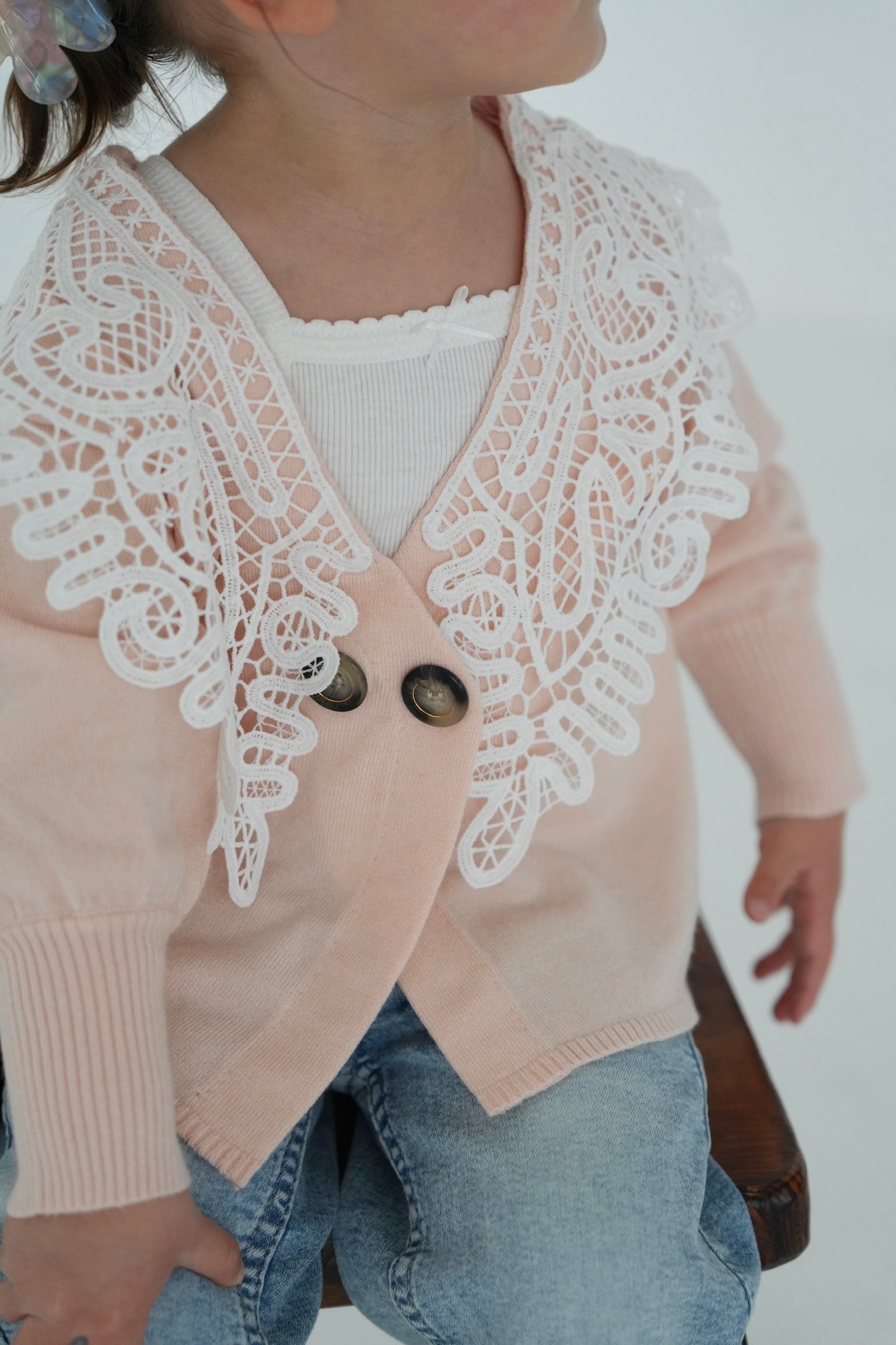 kids］lace collar knit cardigan – Acka online store