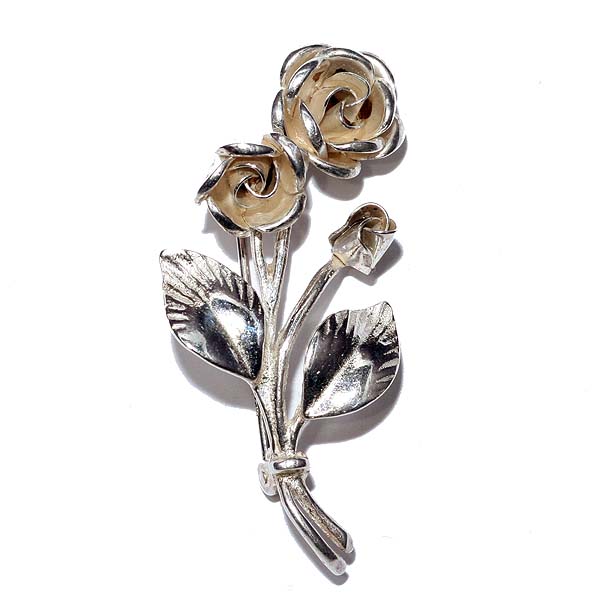 1940-50s英国シルバー ローズ(薔薇)の花束ブローチ|英国アンティーク