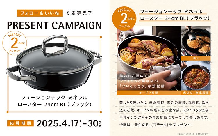 人気の浅型両手鍋「フュージョンテック ミネラル ロースター 24cm」新