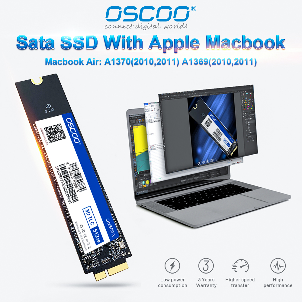Hard Disk Oscoo SSD 128GB 256GB 512GB 1T for Macbook 2011 A1369