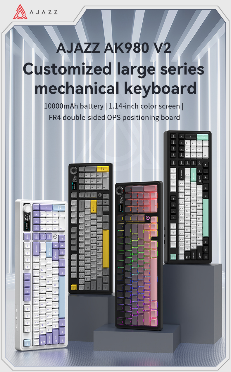 AJAZZ AK980 V2 Wired Mechanical Keyboard Three-mode Hot-swappable