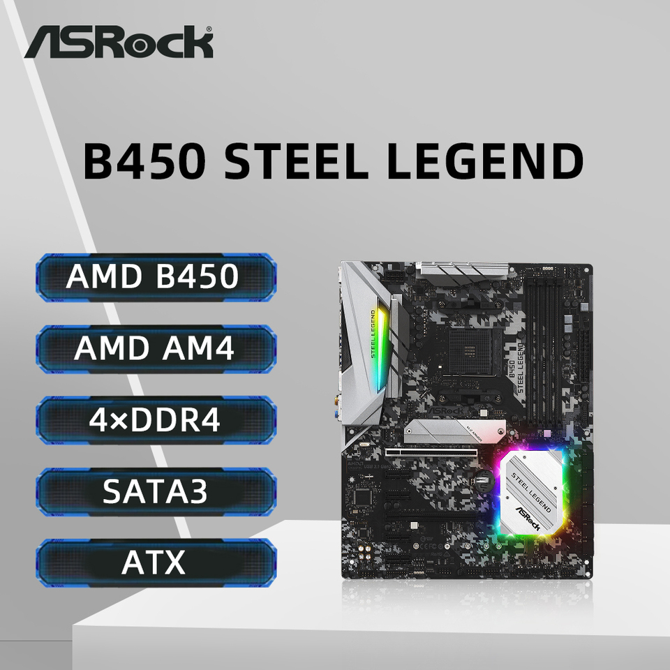 ASRock B450 STEEL LEGEND Motherboard Support Ryzen 5 5600 5600G R7