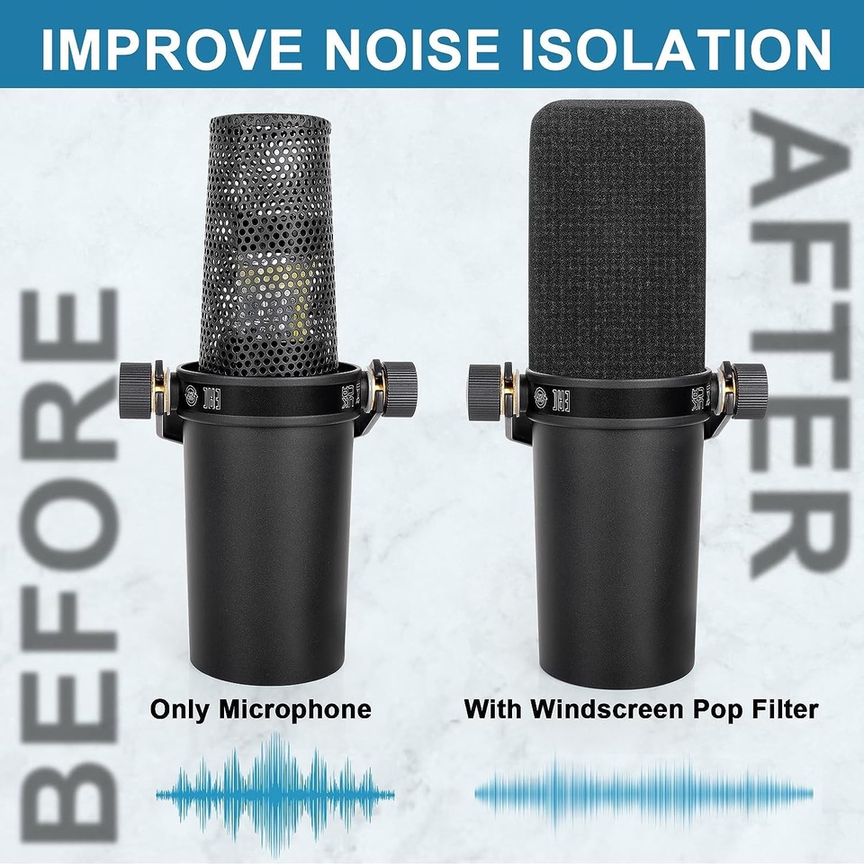 Shure sm7bマイクポップフィルターカバー、プロのノイズリダクション