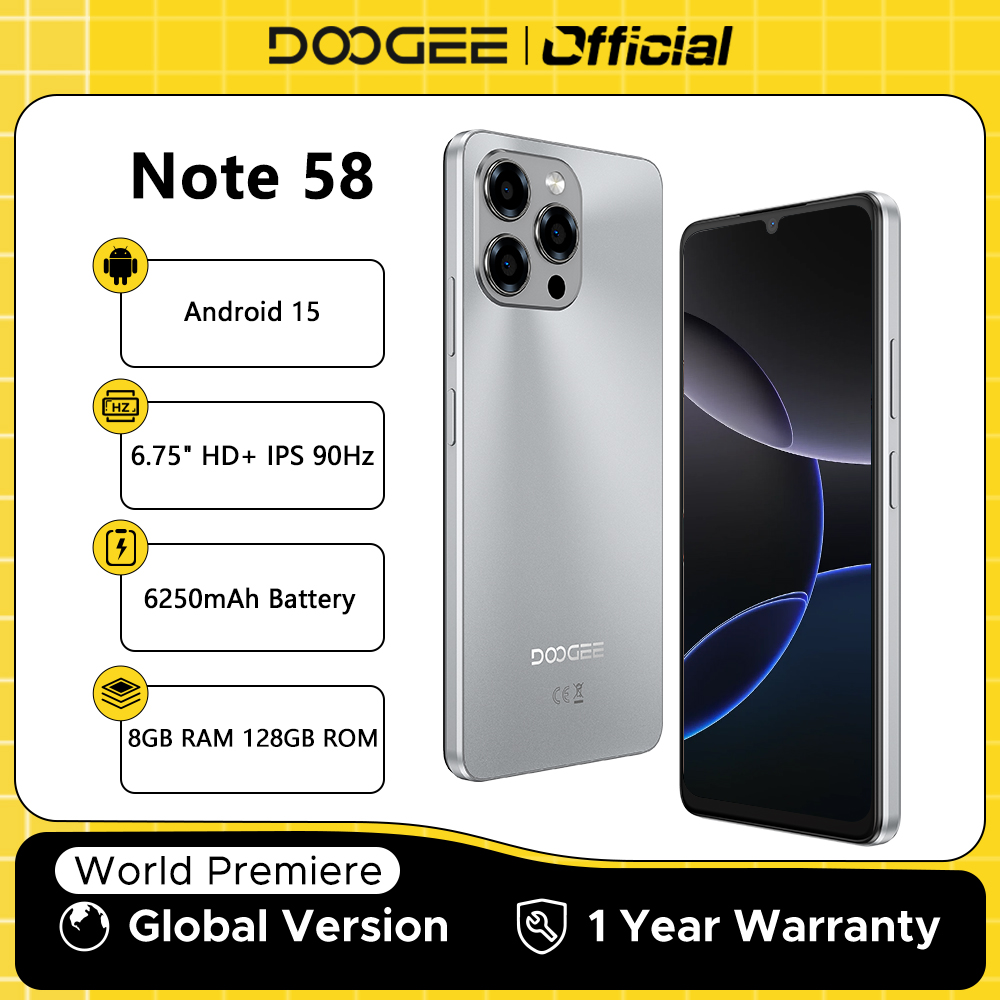 Global Version DOOGEE Note 58 8GB RAM 128GB ROM 6.75