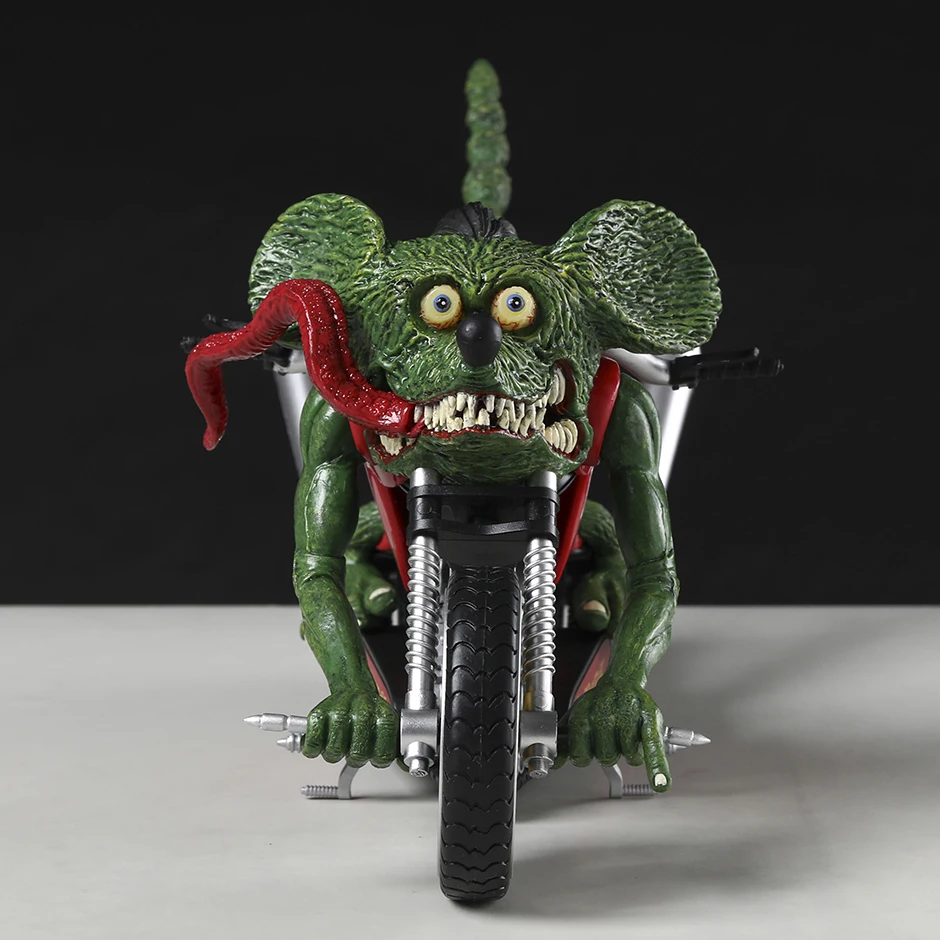 Rat Fink Crazy Mouse Motorcycle Action Figure Model Doll Toy